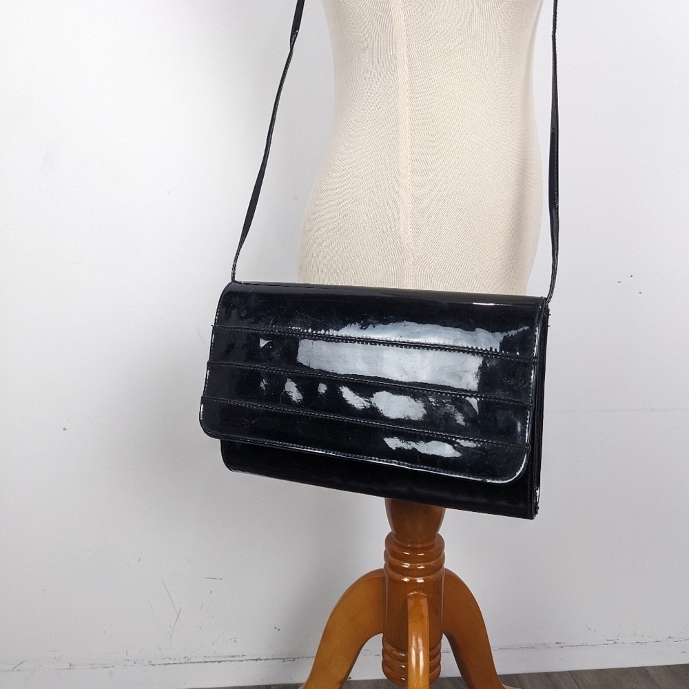 Black Patent Shoulder Bag Going Out Purse